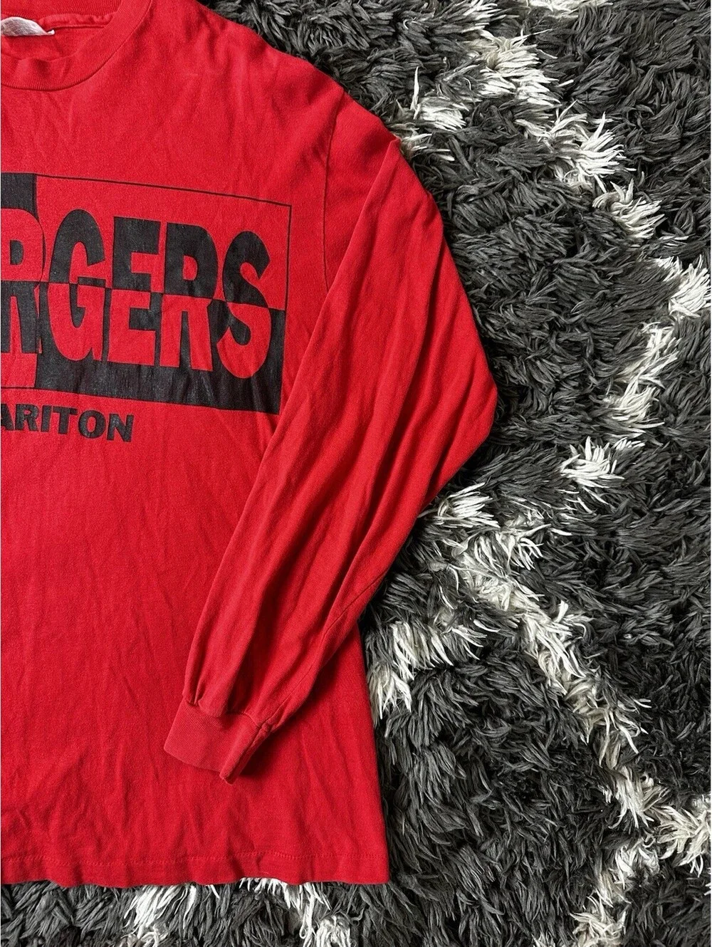 Vintage 90s Hanes Beefy-T Chariton Chargers Shirt Mens Medium Red Long Sleeve